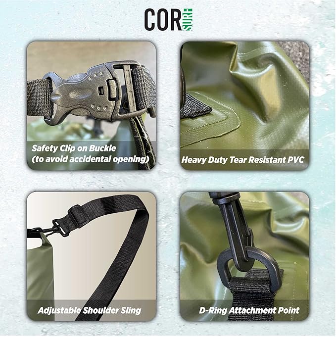 COR Surf Floating Waterproof Dry Bag 3L | 5L |10L | 15L Roll Top Sack Keeps Gear Dry for Kayaking, Rafting, Boating, Swimming, Camping, Hiking, Beach, Fishing