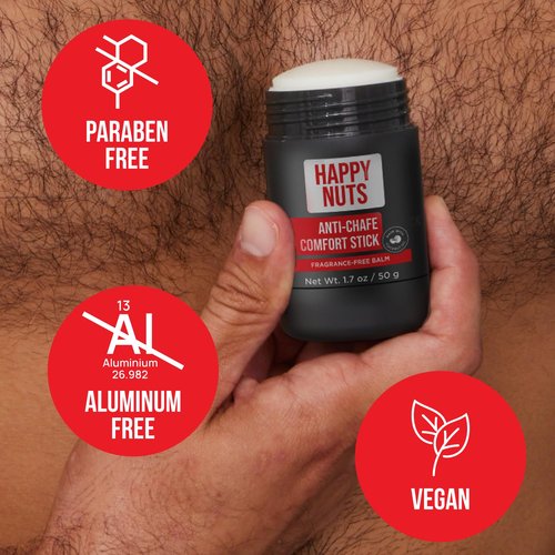 HAPPY NUTS Anti Chafing Deodorant Starter Pack - Comfort Stick and Comfort Powder Ultimate Friction Defense & Chafing Prevention for Active Lifestyles…