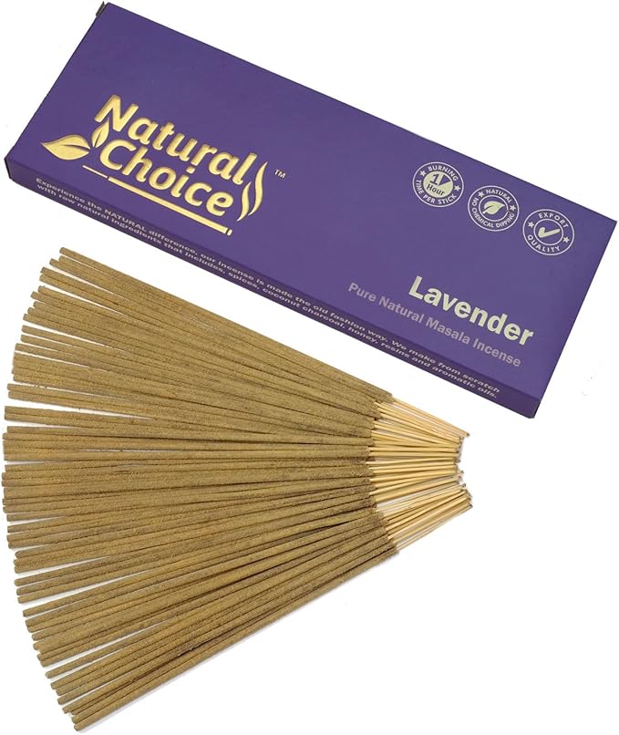 Lavender Incense Sticks 100 Grams, Low Smoke Traditional Incense Sticks Made from Scratch, Never Dipped (Lavender, Single Pack)