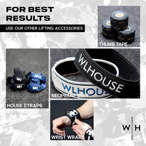 Weightlifting House Weight Lifting Straps. Wrist Straps for Olympic Weight Lifting, Snatch, Pulls and Deadlifts for both Men and Women (White)