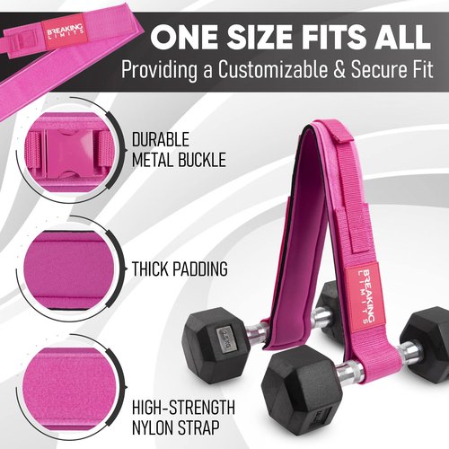 Breaking Limits Hip Thrust Belt for Dumbbells Heavy - Booty Belt - Hip Thrust Band - Hip Thrusting Belt for Dumbell, Kettlebells & Weights - Glute Bridge Weight Belt (Pink)