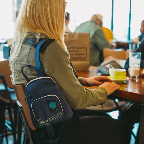Dime Bags Small Everyday Backpack, Padded Straps, Secret Pocket, Heavy-Duty Zippers, Removable Airtight Bag, Hemp Fabric, Ideal for Festivals and Travel, Club Kid (Black)