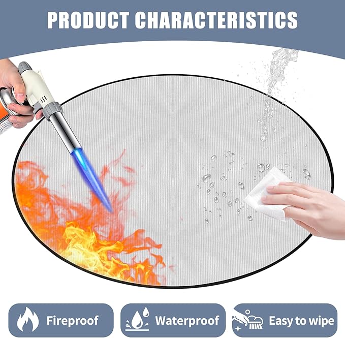 36" Grill Mat for Outdoor Grill, Fireplace Mat, Fireproof Mat for BBQ Fire Pit (36"-4LAYER)
