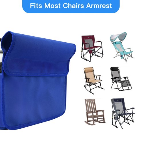 Xxerciz Beach Chair Cup Holder, Camping Chair Armrest Drink Organizer with Easily Attached Hook and Loop Strap, Universal Chair Accessory for Water Bottle, Sunglasses, Phone, Tablet, etc. (Blue)