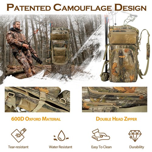 NEW VIEW Hunting Backpack with Multiple Carry Options, Features Adjustable Shoulder Strap & Spacious Bow Compartment, Lightweight Hunting Bag with Expandable Bow Holder