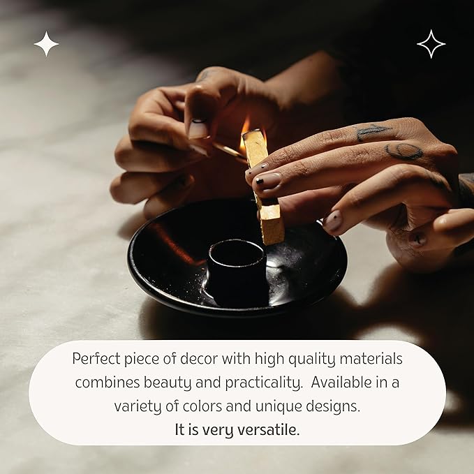 Luna Sundara Authentic Peru Pottery Palo Santo Stick Holder and Incense Holder Includes 5 Palo Santo Sticks Handmade Ceramic Smudge Bowl Sage Holder Palo Santo Holder (Black)