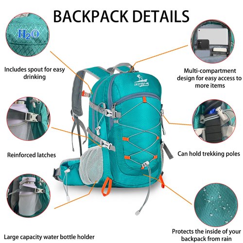 SQCOZYPAR 40l Hiking Backpack Camping Back pack Water Resistant Daypack Packable foldable Outdoor Mountaineering Backpacks for Women Men