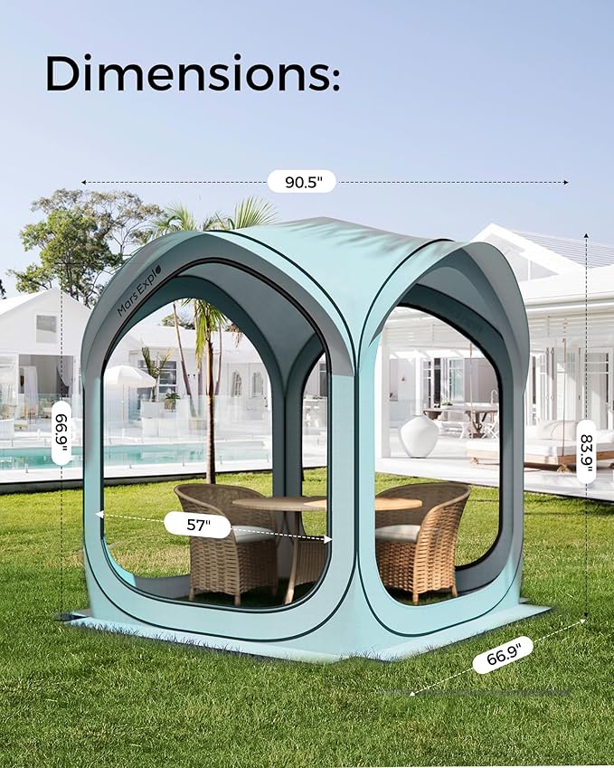 6x6 FT Pop-Up Screen House Tent, Portable Instant Screen Room Canopy with Mesh Doors and Carry Bag for Patio, Backyard, Deck, Camping, and Outdoor Activities,Light Blue