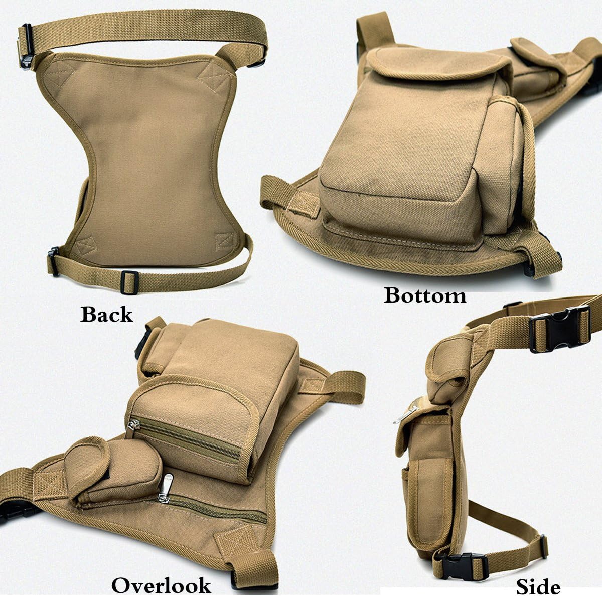 Small Multi-Purpose Drop Waist Leg Bag Canvas Utility Tactical Hip Molle Pack Sport Camping Hiking Motorcycle Racing Thigh Pouch Army Green