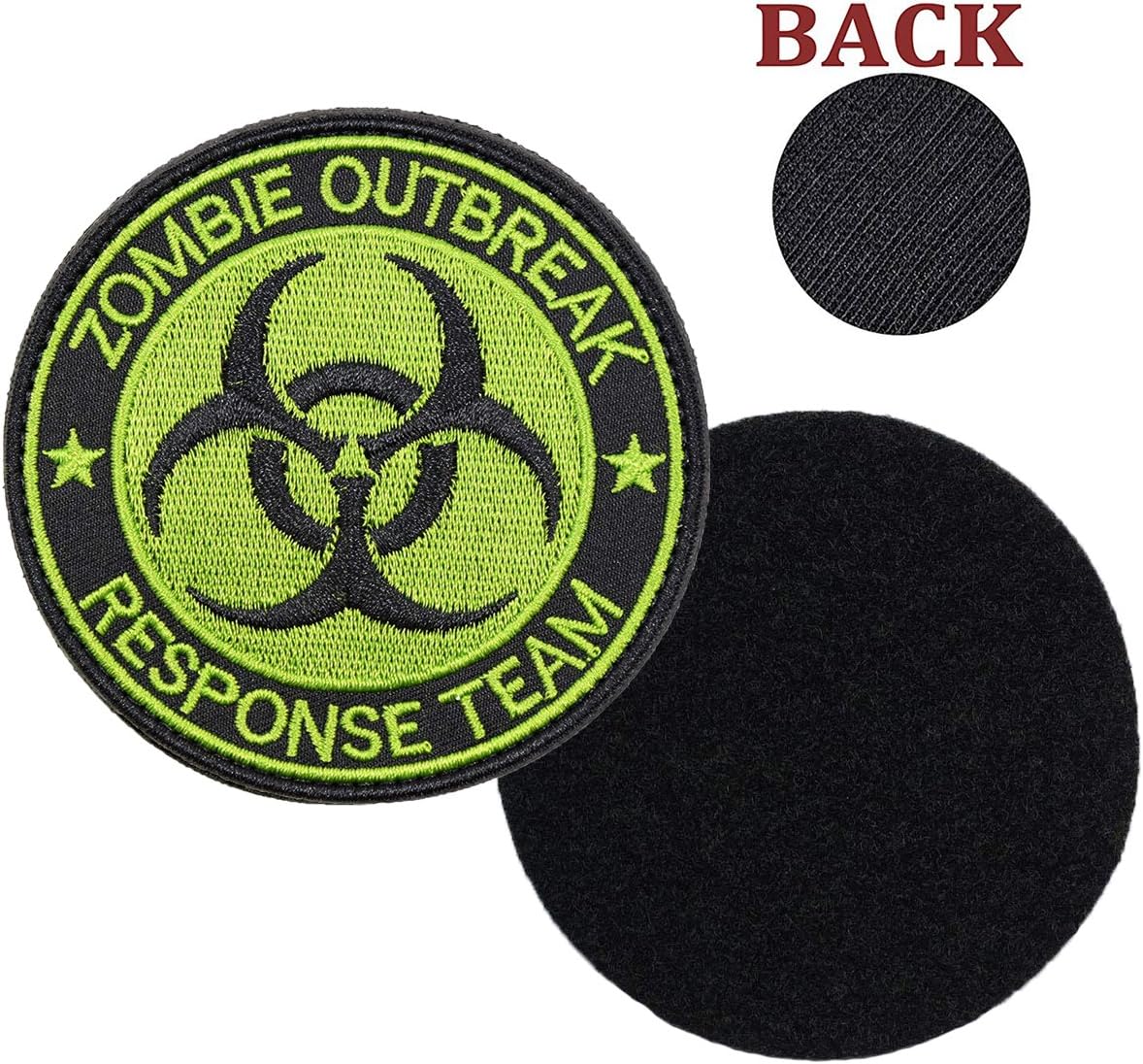 Zombie Outbreak Response Team Patch Biohazard Patches Embroidered Applique Hook&Loop Patch Tactical Patch(Black+Green)