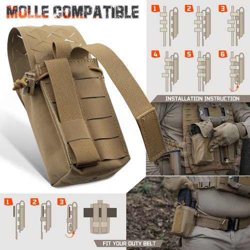 WYNEX MOLLE Double Mag Pouch, Small Tacical GP Mags Holder Compact Radio Pouches Utility EDC Pouch Organizer for Vest/Belt