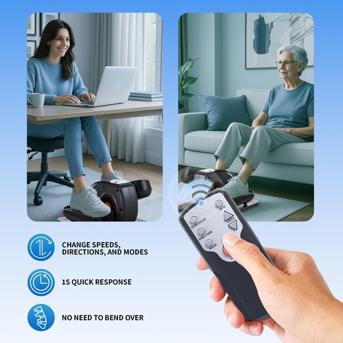 Under Desk Elliptical Machine, Seated Elliptical Leg Exerciser As Seen on TV, Portable Electric Pedal Exerciser for Seniors While Sitting with Remote Control, 10 Adjustable Speeds