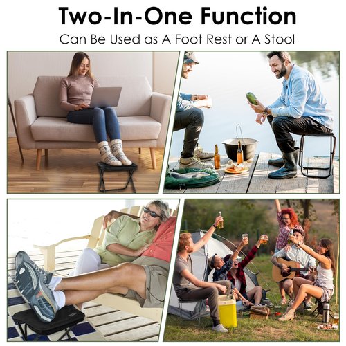 MOONCY Portable Stool, 13 Inch Small Folding Stool for Adults, Ultralight Black Camping Stools for Hiking and Fishing, Hold Up to 265 LBS