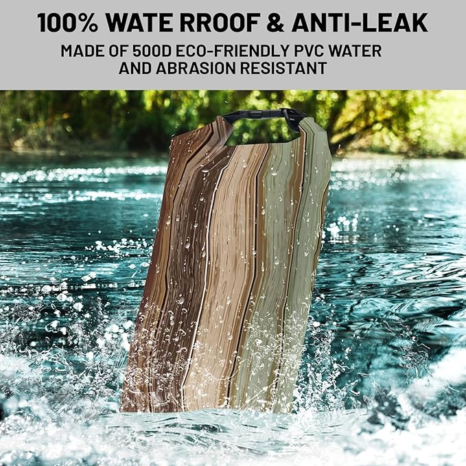 Waterproof Dry Bag,Roll Top Retro Rustic Barn Wood Small Waterproof Backpack 5L/10L/20L Floating and Lightweight Bags for Kayaking, Boating, Fishing, Swimming and Camping