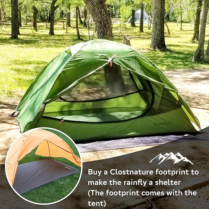 Clostnature Polaris Lightweight Backpacking Tent - 1/1.5/2/3/4/6 Person Ultralight Waterproof Camping Tent, 3 Season Large Size Easy Setup Tent for Family, Outdoor, Hiking and Mountaineering