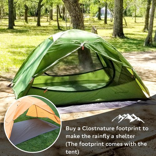 Clostnature Polaris Lightweight Backpacking Tents - 7'3'' x 6'3''x 3'11'' Camping Tent with Matching Waterproof Tent Footprint, 3 Person Waterproof Tent with Camping Tarp for Outdoor, Hiking