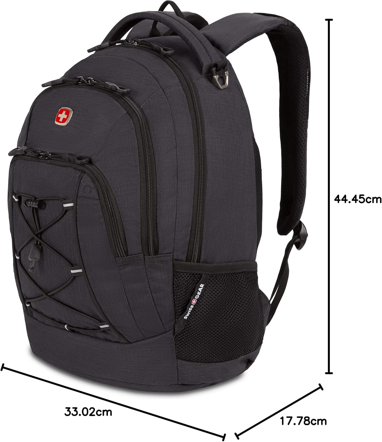SwissGear 1186 Bungee Backpack, Grey (Laptop Version), 17.75 inch