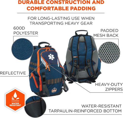 Ergodyne Arsenal 5244 Medic First Responder Trauma Backpack Jump Bag for EMS, Police, Firefighters, Blue