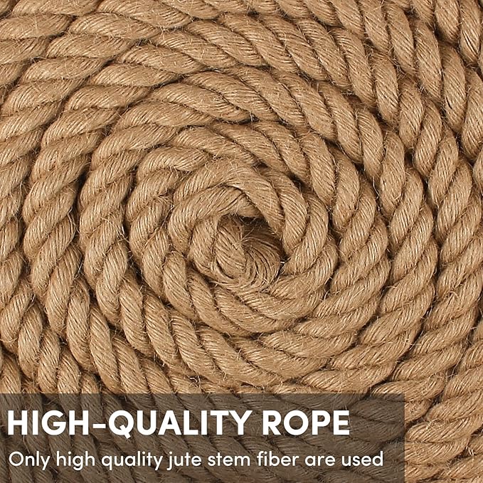 Twisted Manila Rope 1.5 in x 50 feet Natural Hemp Rope for Docks Railing Nautical Landscaping Crafts Tug of War Marine Tie-Downs Hammock Home Decorating