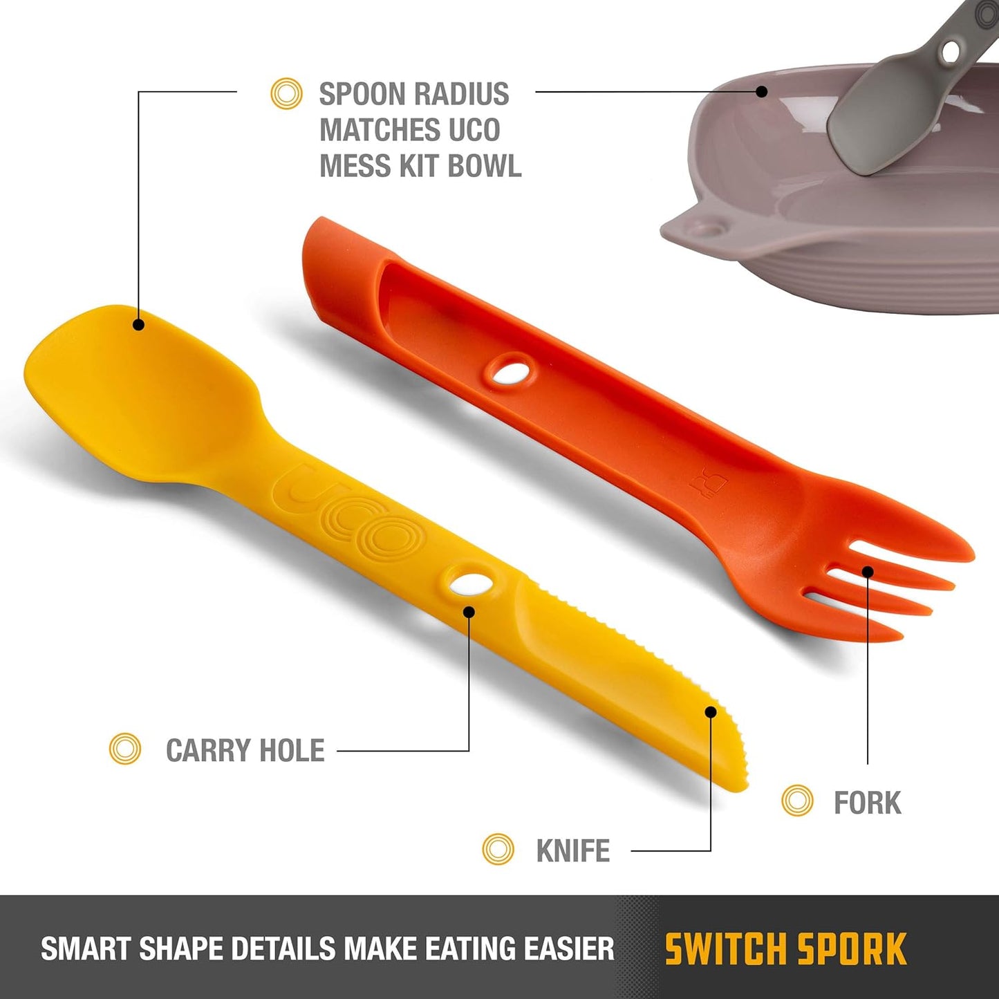 UCO Switch Spork 2-Piece Integrated Camping Utensil Set