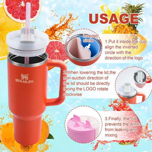 Stanley Cup 2-in-1 Drink Separator Silicone Liner for Stanley Cup 40 oz, Stanley Accessories, Classy Reusable Liner, Glitter Straw, Straw Cover Topper