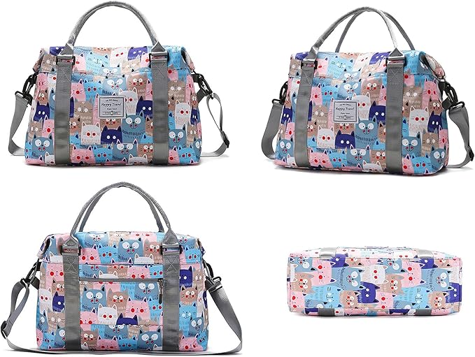 Travel Duffle Bag Weekender Overnight Bag Gym Tote with Dry and Wet Separated Pocket for Women Girls Shoulder Workout Duffel Bag Water Resistant (black)