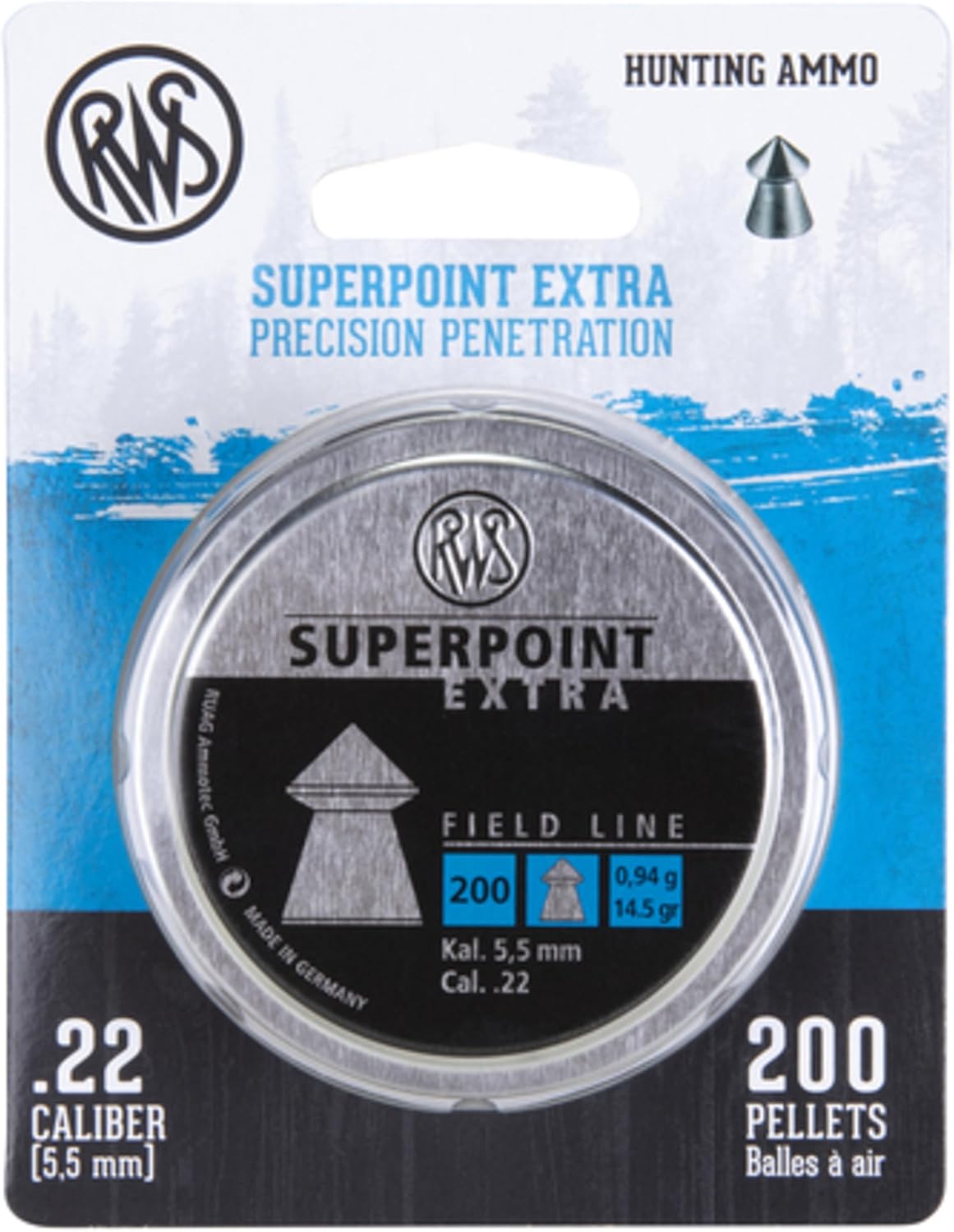 Umarex RWS Superpoint Extra Field Line Pellet Gun Pellets, 22 Caliber, 14.5 Grains, 200 Count