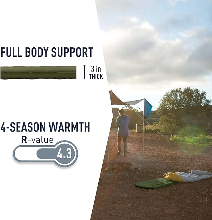 Sea to Summit Camp Plus Self-Inflating Foam Sleeping Mat for Camping, Tapered - Large (78 x 25 x 3 inches)