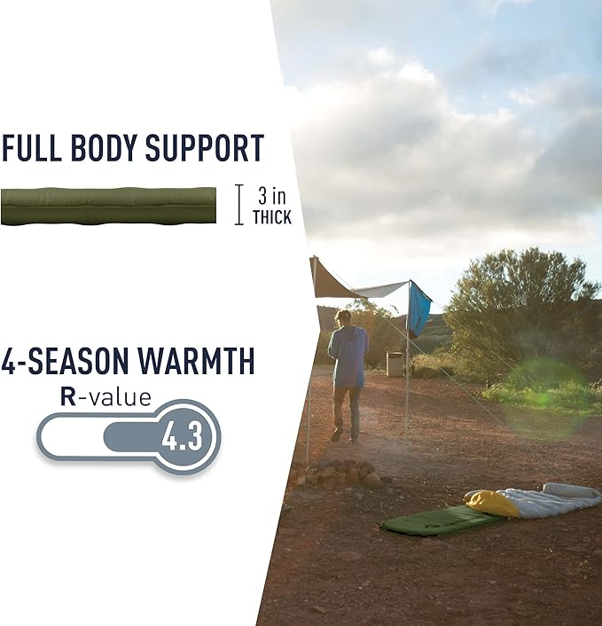 Sea to Summit Camp Plus Self-Inflating Foam Sleeping Mat for Camping, Tapered - Regular (72 x 20 x 3 inches)