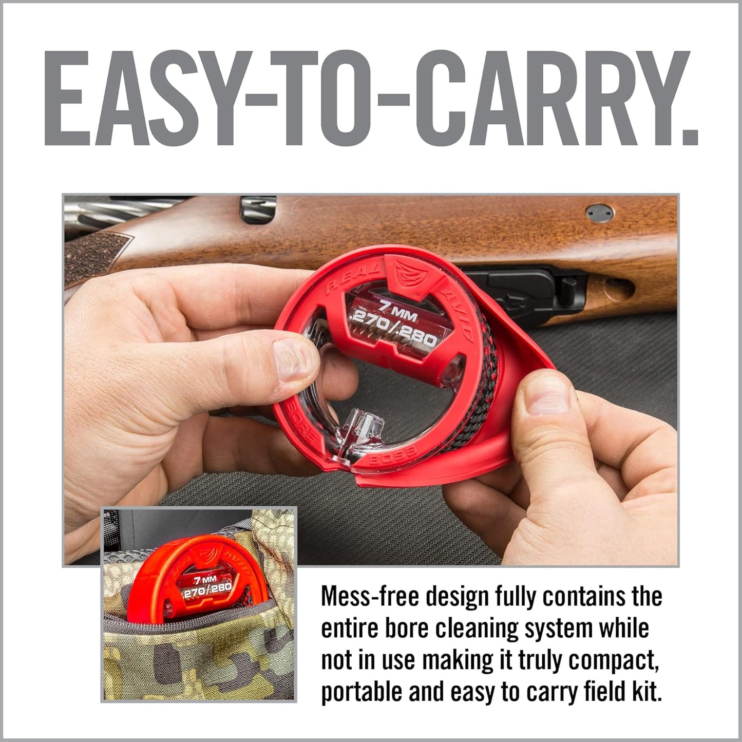 Real Avid Bore Boss Gun Cleaning System - Rapid Pull Through Barrel & Bore Cleaning Cable with Integrated Brush & Mop - Choose Style Below