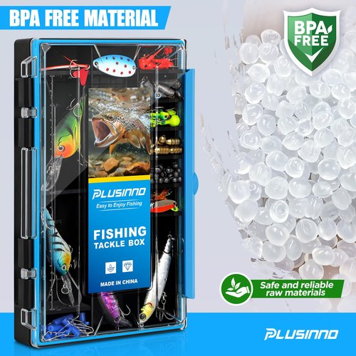 PLUSINNO Waterproof Fishing Organizer with Removable Dividers, 1/2 Packs Fishing Box Tray Lure and Terminal Tackle Storage