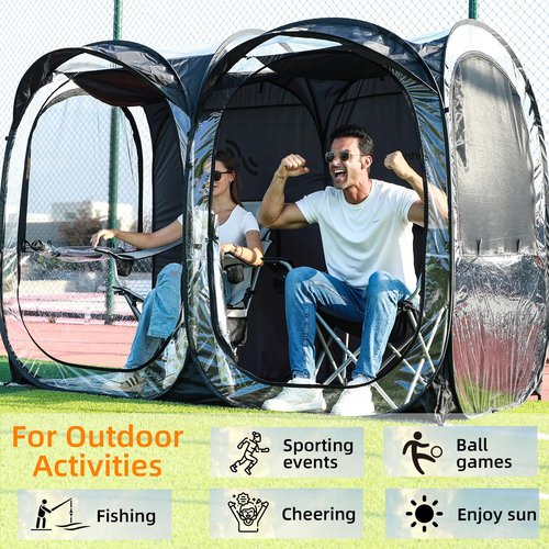 Sportneer Sports Tent, 2-4 Person Instant Pop Up Sports Tents - 92" x 46" x 63.5" Transparent Sport Shelter for Fishing, Camping, Sports Event - Easy Set Up & Tear Down