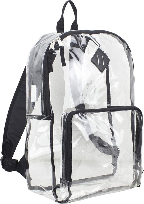 Eastsport - Backpack, PVC Plastic, 12 1/2 x 5 1/2 x 17 1/2 - Clear/Black, 193971BJBLK