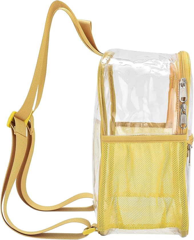 Oraben Clear Backpack for Stadium Events Clear Stadium Backpack 12x6x12 Bag (Nylon Shoulder Straps, Gold)