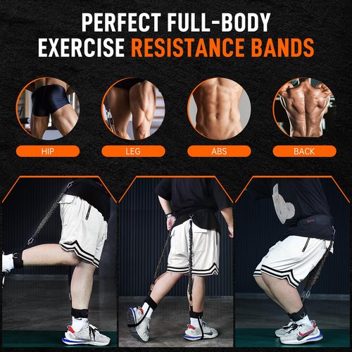 Vertical Jump Trainer Leg Strength Ankle Resistance Bands Set with Cuffs Workout Equipment for Leaping Fitness Basketball Volleyball Football Tennis Jumping Strength Training Equipment