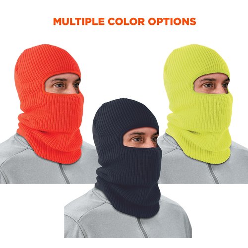 Ergodyne N-Ferno 6829 Balaclava Face Mask, 2-Layer Rib Knit Thermal Ski Masks, Hi Vis Lime