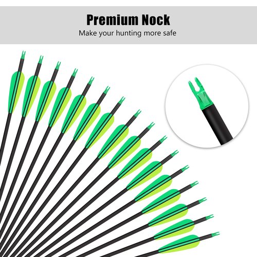 NorthSpoor 30" 18Pcs Archery Carbon Arrows Practice Hunting Arrow with Removable Tips Shaft Spine 500 for Both Compound Bow and Recurve Bows