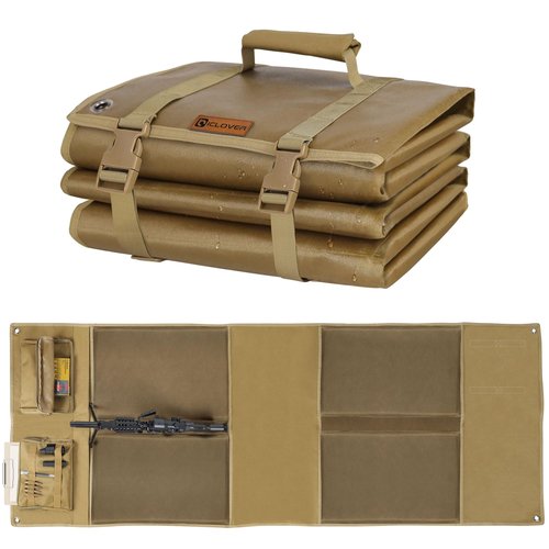 IC ICLOVER Shooting Mat, Tactical Prone Padded Shooting Mats, with 2 Pockets & Molle Webbings & Bipod Holder, Extra Large Non-Slip Waterproof Foldable Pad Blanket for Long Range Rifle Shooting Hunting