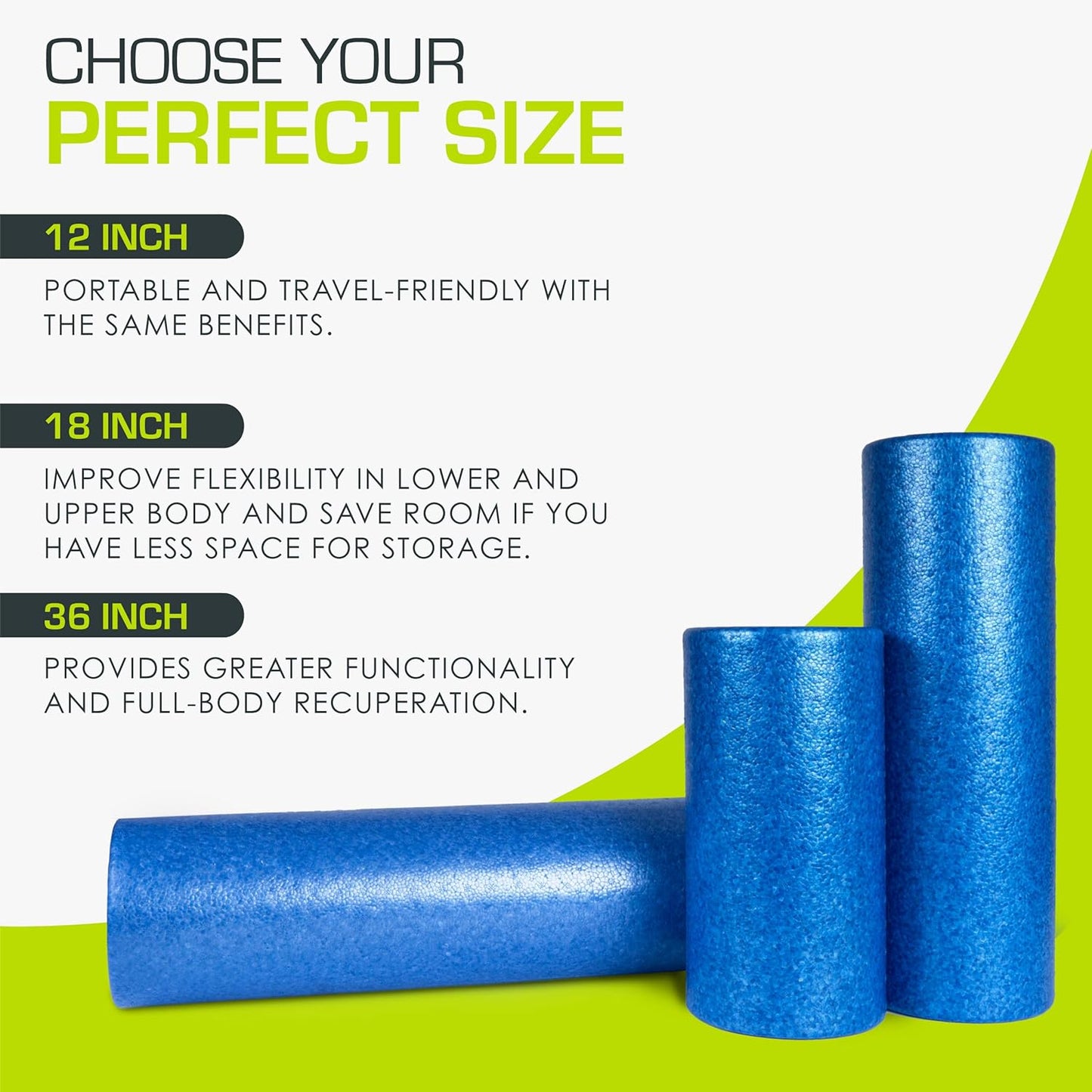 ProsourceFit High Density Foam Rollers 36 - inches Long, Firm Full Body Athletic Massage Tool for Back Stretching, Yoga, Pilates, Post Workout Muscle Recuperation, Black