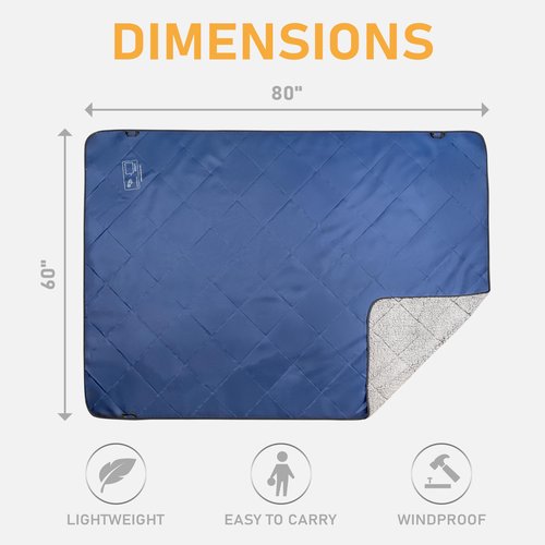Solaris Waterproof Sherpa Outdoor Blanket, 60” x 80” Insulated Oxford, Packable for Stadium Camping & Cold Weather, Ideal for Soccer Moms, Pets, Picnics, Concerts, Navy Gray