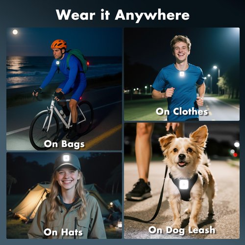 redaica 2 Pack Running Lights for Runners - Rechargeable Clip on Flashlight,Dog Mini Flashlights for Night Walking,4 Modes LED Running Light,Safety Light Hiking Camping Gear for Jogging,Fishing,Biking