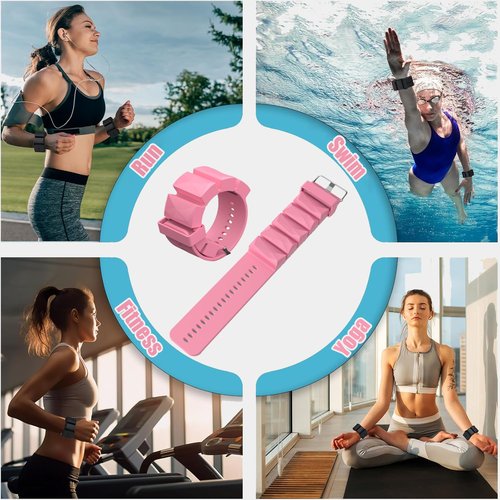 Adjustable 1 LB Ankle Wrist Weights Pair Women Men, Wearable Ankle/Wrist Weights Suitable for Yoga, Exercise,Barre,Strength Training (Set of 2 (1Lb Each) (pink)