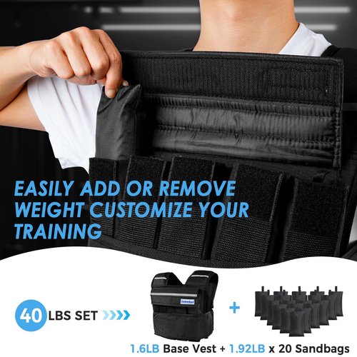 ExtreSpo Adjustable Weighted Vest for Men Women, 40lb Rucking Weight Vests Adjustable for Running, Training Workout, Jogging, Walking