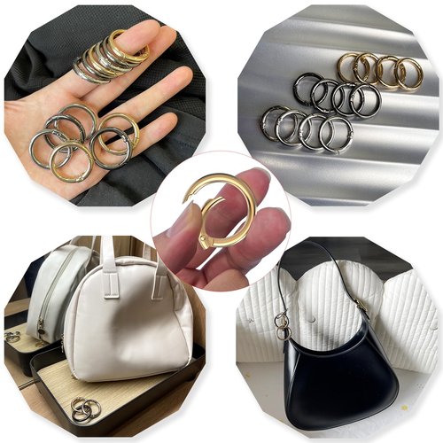 XIECHANEE Round Key Ring Carabiner Clip for Keys, Buckle, Bags, Purses, 1 Inch Keychain Rings, Set of 12