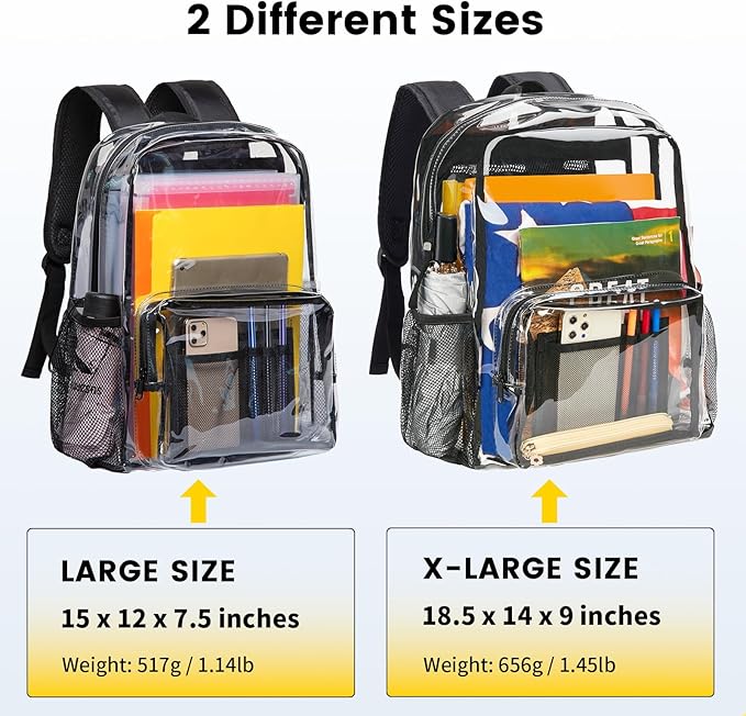 Vorspack Clear Backpack - Heavy Duty PVC Transparent See Through Backpack for College & Workplace