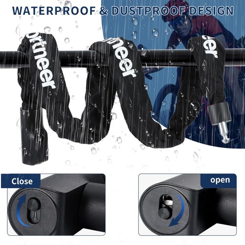 Sportneer 6mm Thick High Security Anti Theft Bike Chain Lock with Keys - 3.2ft Long Heavy Duty Anti for Bike, Motorcycle, Bicycle, Door