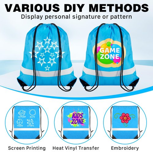 CACASO 16 Pack Drawstring Backpack Bulk,Drawstring Bags with Reflective Strip,Draw String Bag for Sport,Cinch Sack Backpack for Men Women Gym Yoga