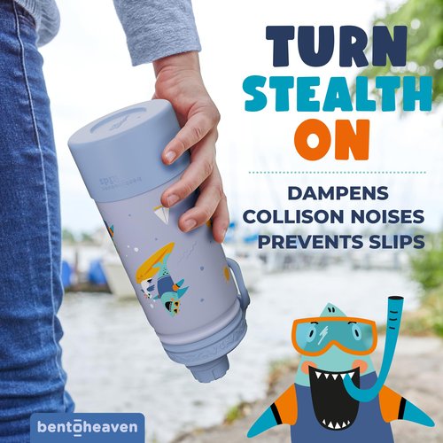 Bentoheaven Silicone Water Bottle Boot - Noise & Scratch Protector Sleeve for 3-inch Diameter Bottles, Tumbler & Cup (17-40 oz), Bottom Protective Bumpers, Water Bottle Accessories (Blue)