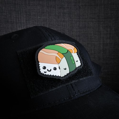 Kawaii Sushi Salmon Nigiri - Parody PVC Morale Patch | Hook & Loop Backing
