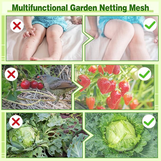 Stronger Garden Mesh Netting - 10 x 33 ft PPT Nano Bird Net Barrier, Mosquito Netting Screen for Outdoor Plants Vegetables Patios Balconies Terraces, Shading Rate 20% (White)